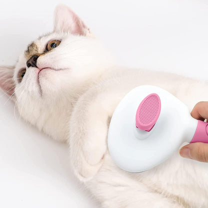 Cat Brushes For Indoor Cats, Dog Brush For Shedding With Metal Cat Comb, Self Cleaning Pet Hair Brush With Release Button For Grooming Kitten