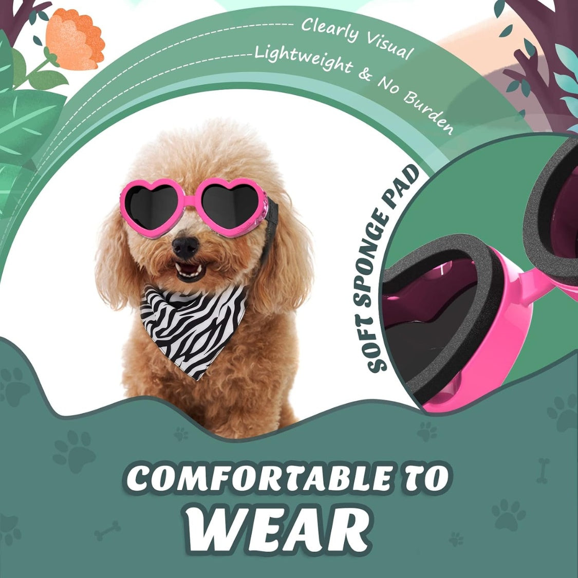Small Dog Sunglasses UV Protection Heart Shape Dogs Goggles