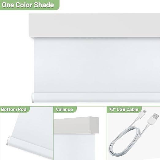 Motorized Blinds with Remote Control, 100% Blackout Cordless Wireless Electric