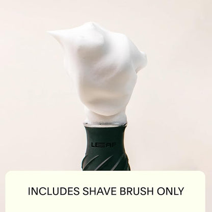 Leaf Shave Grooming Brush - Metal & Silicone Handle, Black | Measuring cup handle for use with soap and bowl sets, compatible with soap bar and accessories