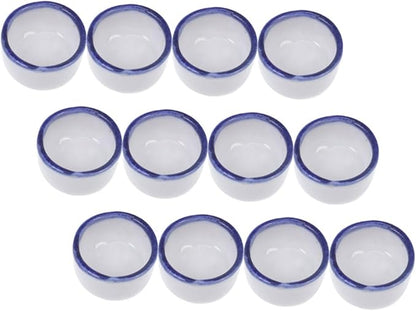 Happyyami 12pcs Mini Ceramic Reptile Water Dish for Enclosures Space-Saving Feeding Bowl for Small Pets Versatile Design for Species