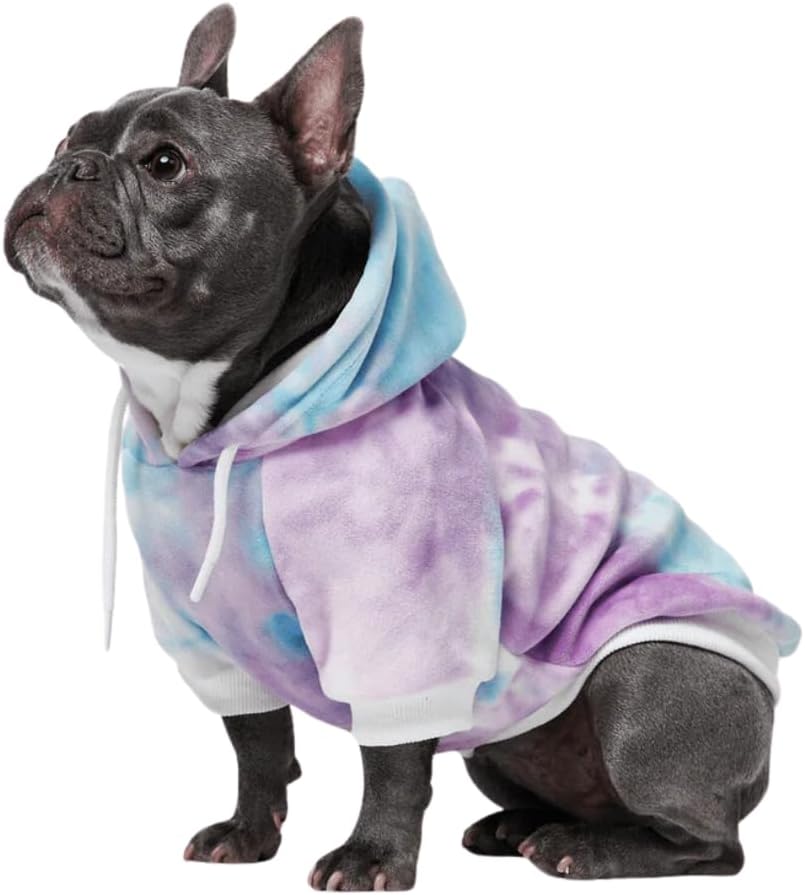 Spark Paws Dog Hoodie – Premium Dog Sweater for Small, Medium, and Large Dogs | Warm Outfits for French Bulldogs, Pitbull, Puppy, Winter Jacket Alternative - 90s Retro Sky Dye - L