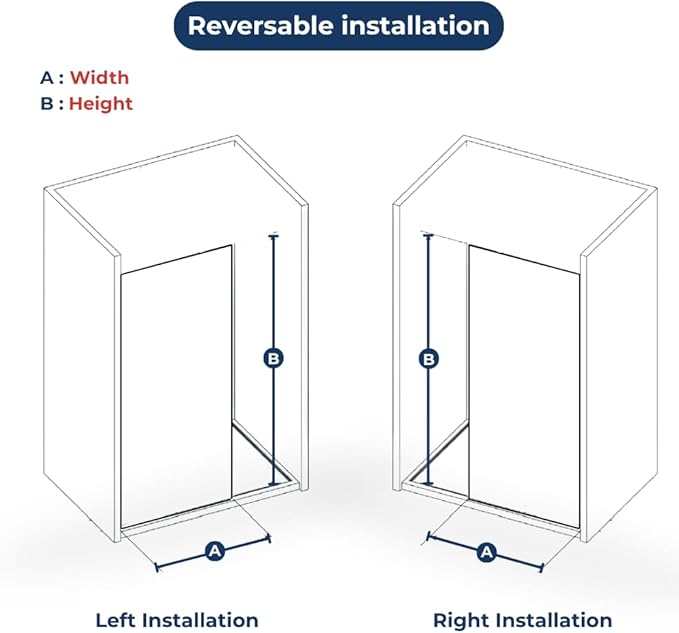 Fixed Glass Shower Wall Panel, 10mm Thick Glass Door 36" x 76", Frameless