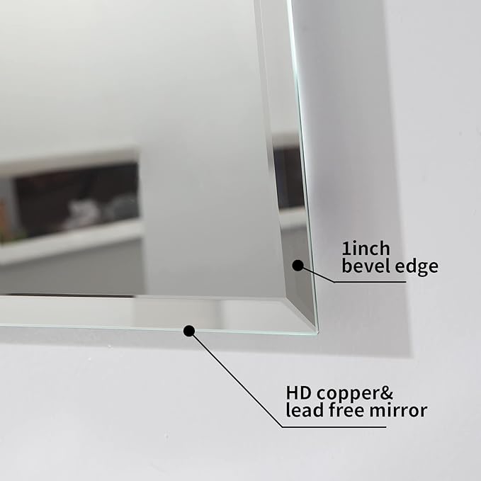 Mirrorons Beveled Mirror, Wall Mirror 24" x 32", Frameless Rectangle Bathroom
