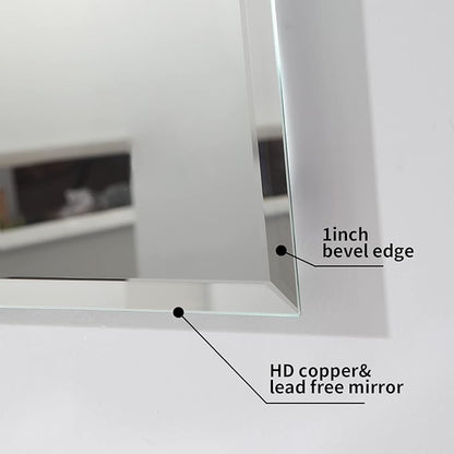 Mirrorons Beveled Mirror, Wall Mirror 24" x 32", Frameless Rectangle Bathroom