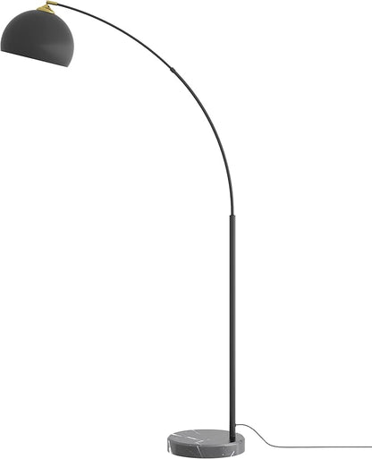 GETINLIGHT Inlight 66" Modern Black Metal Arc Floor Lamp with Inner Gold Metal Shade and Black Marble Base, Bulb Not Included, IN-0806-1-BK