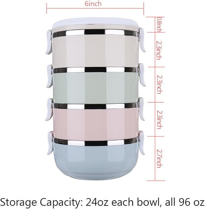 CHICIRIS Travel Dog Bowls, 4-tier portable stainless steel pet food container with handle, for dog and cat feeding, 24oz