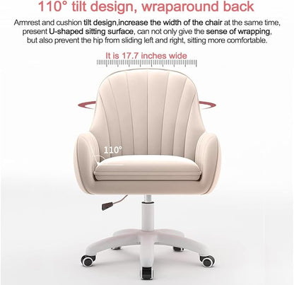 XUEGW Home Office Chair Computer Chair with Mid-Back Upholstered Modern Tufted Computer Task Chair Swivel Height Adjustable Velvet Accent Chair.