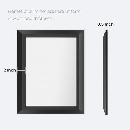 Amorho Black Bathroom Mirror, 48x35 Inch Thick Metal Framed Wall Mirrors