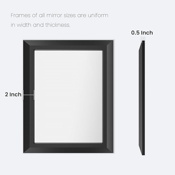 Amorho Black Bathroom Mirror, 36x36 Inch Thick Metal Framed Wall Mirrors