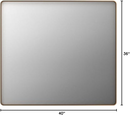 LOAAO 40”X36” Gold Bathroom Mirror, Rounded Rectangle Gold Frame Mirror