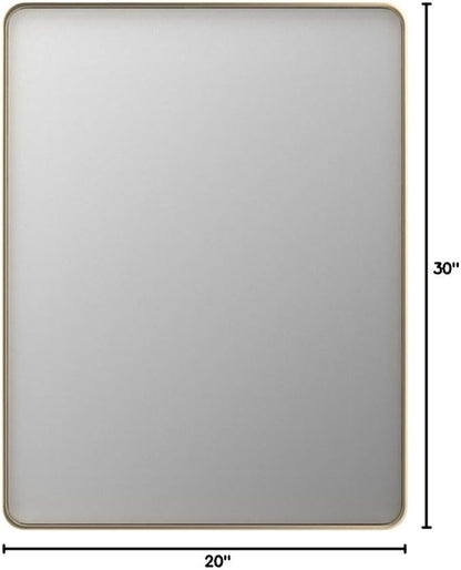 LOAAO 20”X30” Gold Bathroom Mirror, Rounded Rectangle Gold Frame Mirror