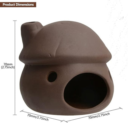 Ceramic Mushroom House Aquarium Decorations, Cichlid Caves Gold Fish House for Betta Goldfishes Cichlid to Rest, Breed, Hiding, Fish Tank Accessories - Brown