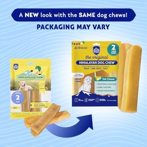 Himalayan Dog Chew Original Yak Cheese Dog Chews, The Better-For-You Chew, 100% Natural, Long Lasting, Healthy Safe Dog Treats, Lactose & Grain Free, Protein Rich, For Dogs 65 Lbs & Smaller, 2-Count