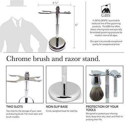 G.B.S Men’s Shaving Kit, Butterfly DE Safety Razor, Badger Brush, Shaving Bowl, Shave Soap, Stand, Aftershave, Cologne Plus Blades, with Bag Home, Pack of 9 Pieces