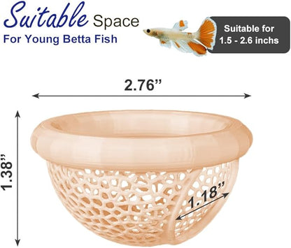 Floating Betta Hammock with Suction Cup, Shrimp Cave, Betta Fish Feeding Rings,3D Printed Aquarium Decor (Sand, Medium)
