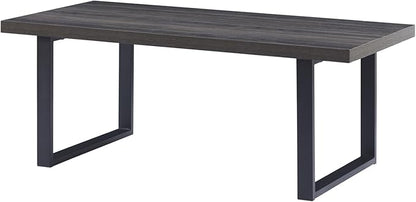 IBF Rustic Coffee Table, Wood and Metal Simple Industrial Modern Center Table, Minimalist Rectangle Wooden Farmhouse Cocktail Table for Living Room, Dark Gray Oak, 47 Inch