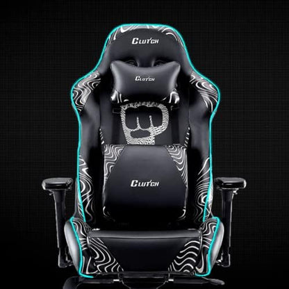 Clutch Chairz - Ergonomic Gaming Chair, Video Game Chairs, Office Chair, High Chair and Lumbar Pillow for Computer Desk – Pewdiepie LED Edition Throttle Series Grey (Extra Large).