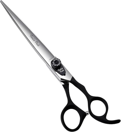 Fenice Peak 8.0'' Dog Straight Scissors For Grooming Pet Hair Cutting Shears 440C Stainless Steel Black Non-Slip Handle Sharp Blades Professional Pet Trimming Scissors for Cats