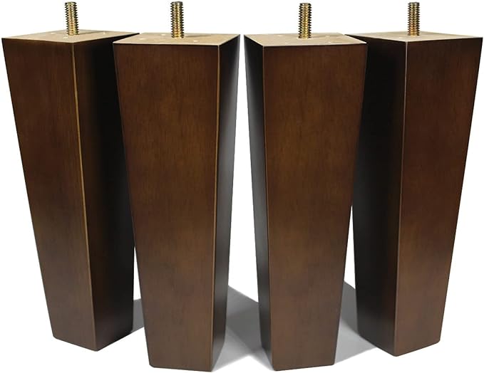 AORYVIC Wood Furniture Legs 8 inch Sofa Legs Set of 4 Square Replacement Legs Brown for MCM Ottoman Armchair Recliner Coffee Table Dresser