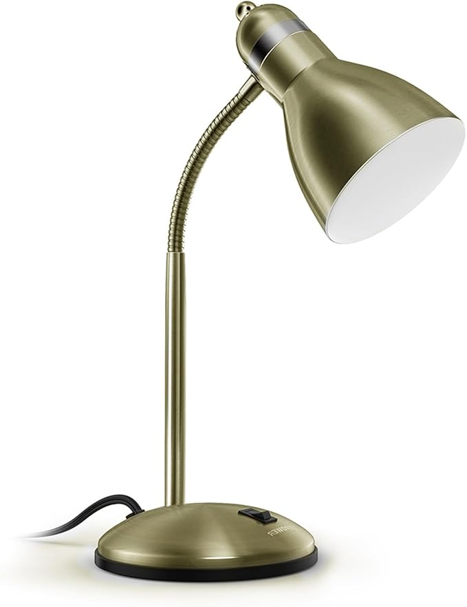 LEPOWER Metal Desk Lamp, Adjustable Goose Neck Table Lamp, Eye-Caring Study Desk Lamps for Bedroom, Study Room and Office (Bronze)