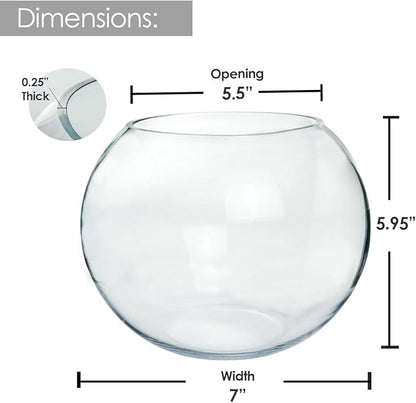 Craft And Party, Glass Bubble Vase, 6" Height x 8" Width, Set of 4 Glass Fish Bowl Vase, Bubble Bowl vase for Terrarium, Flower Vase Centerpiece