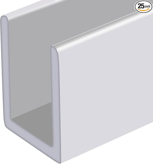 Brixwell SDCD38W-XCP25 White 3/8" Fixed Panel Shower Door Deep U-Channel