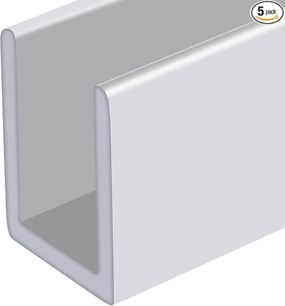 Brixwell SDCD38W-XCP5 White 3/8" Fixed Panel Shower Door Deep U-Channel