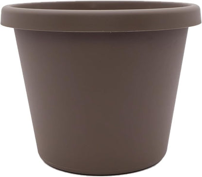 The HC Companies Prima Round Plastic Plant Pot w/Rolled Rim - Lightweight & UV Resistant Flower Pot for Herbs & More - Outdoor & Indoor Plant Pots w/Drainage (8 inch, Cappuccino, Pack of 1)