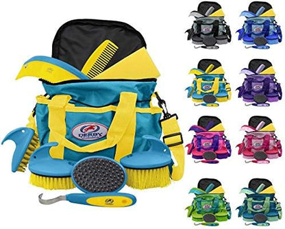 Derby Premium Comfort 9 Item Horse Grooming Kit (Blue/Yellow)