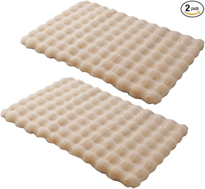 SHENGOCASE Pet Cushion Pad, 15.7 x 23.6 inches, 2-Pack, Faux Fur Dog Cat Kneading Pillow, Washable Crate Mat, Beige
