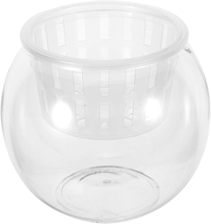 Plastic Round Aquarium Betta Bowl with Water Propagation Basket, Small Desktop Fish Tank for Office and Living Room, Plastic Fish Aquarium Terrarium Bowl 110c Medium Size