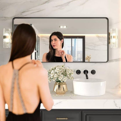 LOAAO 60X28 Inch Black Metal Framed Bathroom Mirror