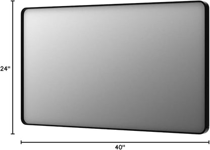 LOAAO 40x24 Inch Black Metal Framed Bathroom Mirror