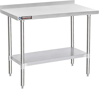 DuraSteel NSF Stainless Steel Table - 24 x 48 Inch Metal Work Table w/Undershelf - Commercial Kitchen, Restaurant, Garage, Laundry - Outdoor Stainless Steel Prep Tables Countertop Island Grill Small