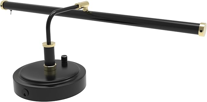 Cocoweb Adjustable LED Upright Piano Desk Lamp in Black with Brass Accents - PLED101D