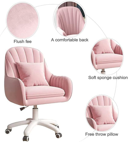 XUEGW Home Office Chair Computer Chair with Mid-Back Upholstered Modern Tufted Computer Task Chair Swivel Height Adjustable Velvet Accent Chair Suitable for Bedroom, Study