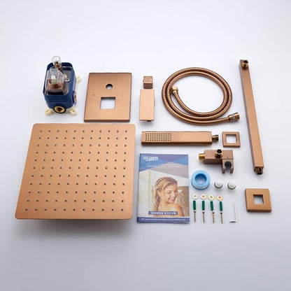 Iriber Brushed Rose Gold Rain Shower System