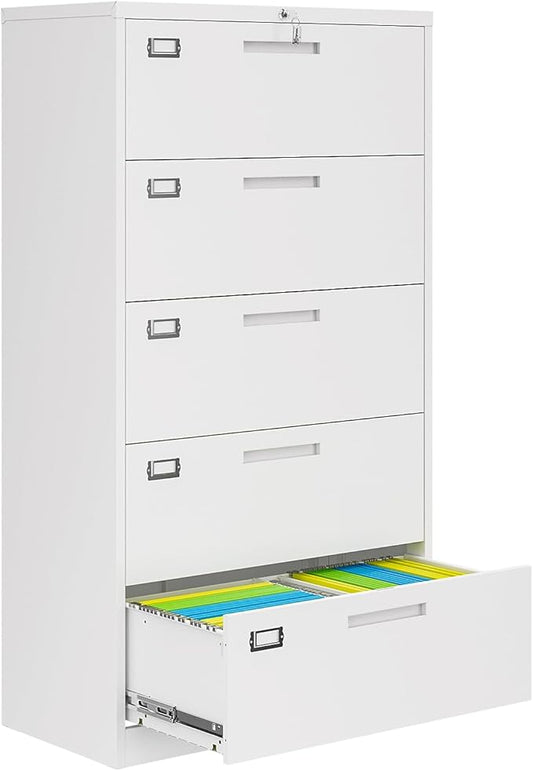 5 Drawer File Cabinets for Home Office, Metal Filing Cabinet