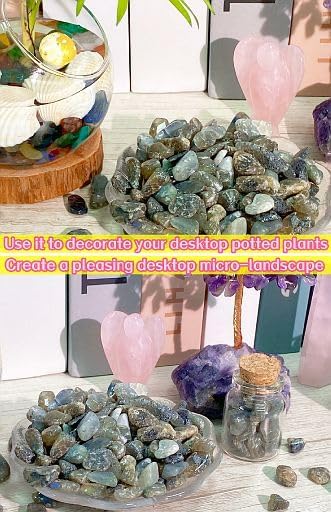 YATOJUZI Labradorite 1LB Aquarium Gravel Rocks Bulk Wholesale Tumbled Crystals Stones Chips Crushed Reiki Energy Balancing Gemstones for Planters Vase Filler Fountain Fish Tank Potted Decor