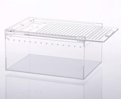 NANEEZOO Magnetic Acrylic Reptile Case - 8"x6"x4" Flat Long Enclosure Transparent Reptile Breeding Box Terrarium Cage - for Tarantula Scorpion Sling Isopods Invertebrates & Insect Mantis