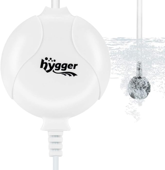 hygger Quiet Aquarium Air Pump 1.5 Watt Energy Saving Mini Oxygen Pump for 1-15 Gallon Fish Tank with Accessories White
