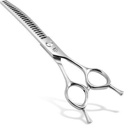 FENICE Professional Pet Grooming Scissors, JP440C Alloy Steel, Curved Chunker with Horseshoe Teeth, 75% Thinning (6.5")