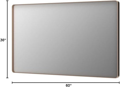 LOAAO 60”X36” Gold Bathroom Mirror, Rounded Rectangle Gold Frame Mirror