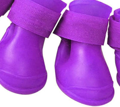 4Pcs Silicone Dog Boots, Non Slip Dog Rain Shoes All Weather Dog Shoes Shoes for Hot Pavement Snow Mud and Rain (M)