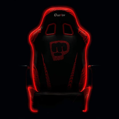 Clutch Chairz Throttle Series Pewdiepie Edition LED Gaming Chair - Premium Ergonomic Design, Lumbar and Head Support Pillows - Black/Red