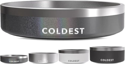 Coldest Dog Bowl - Anti Rust Metal, Non Slip, 3 Layers Insulated Stainless Steel Dog Bowls - Spill Proof & Heavy Duty - Water Bowl for Dogs, Cats & Pets, Dish Washer Safe (21 oz, Stardust Glitter)