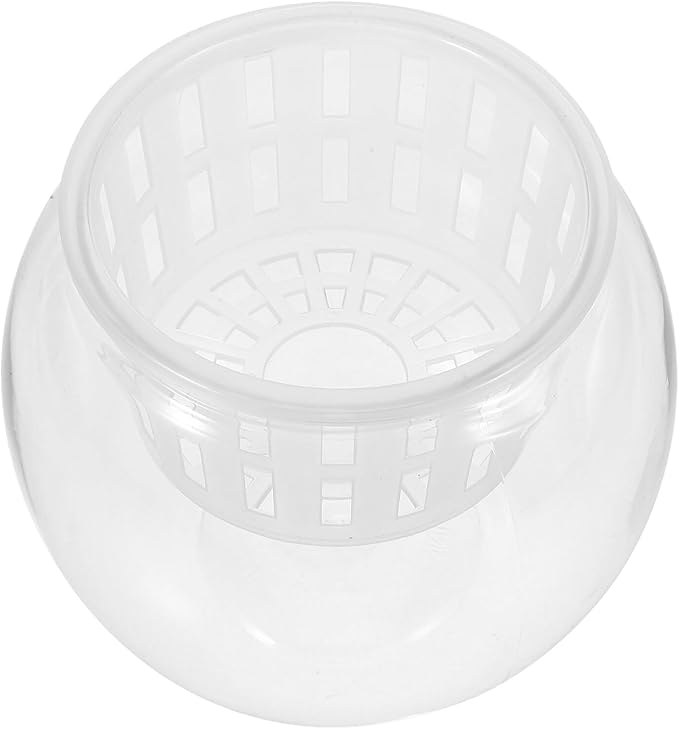 Beaupretty Mini Round Plastic Betta Fish Bowl with Hydroponic Basket, Small Desk Plant Aquarium Terrarium for Home and Office Micro Landscape Fish Tank