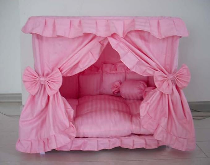 Princess Pink Pet Dog Handmade Bed House+1 Candy Pillow (S)
