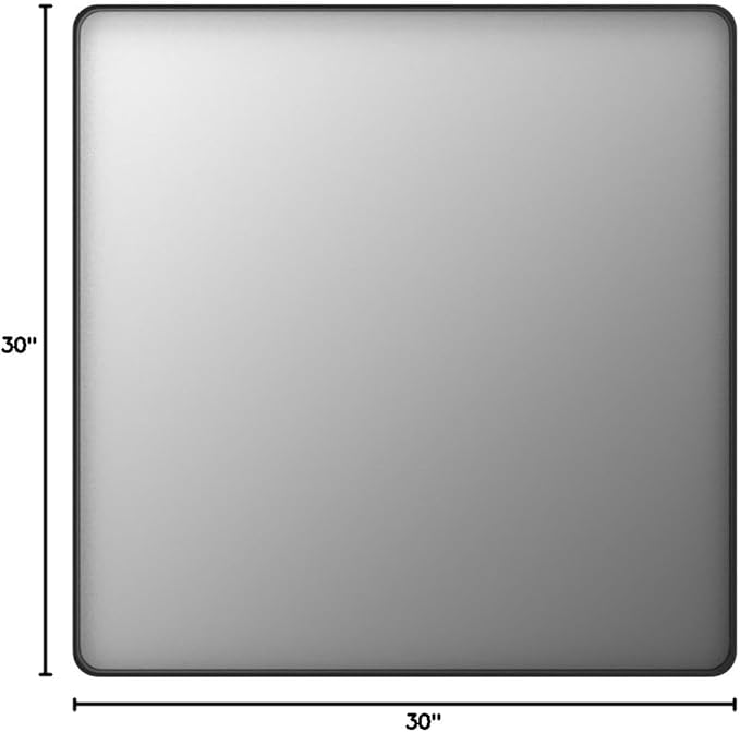 LOAAO 30x30 Inch Black Metal Framed Bathroom Mirror